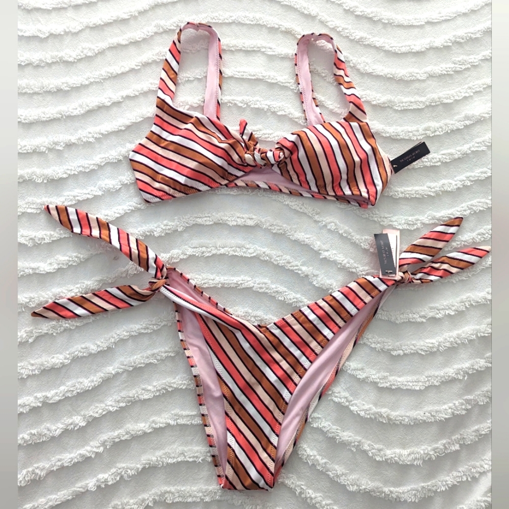 NWT Victoria Secret Bikini, Size Small (top & bottom), Pink Stripes